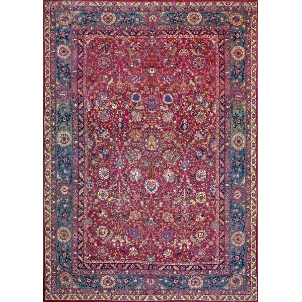 Early 20th Century Persian Silk & Wool Tehran Carpet